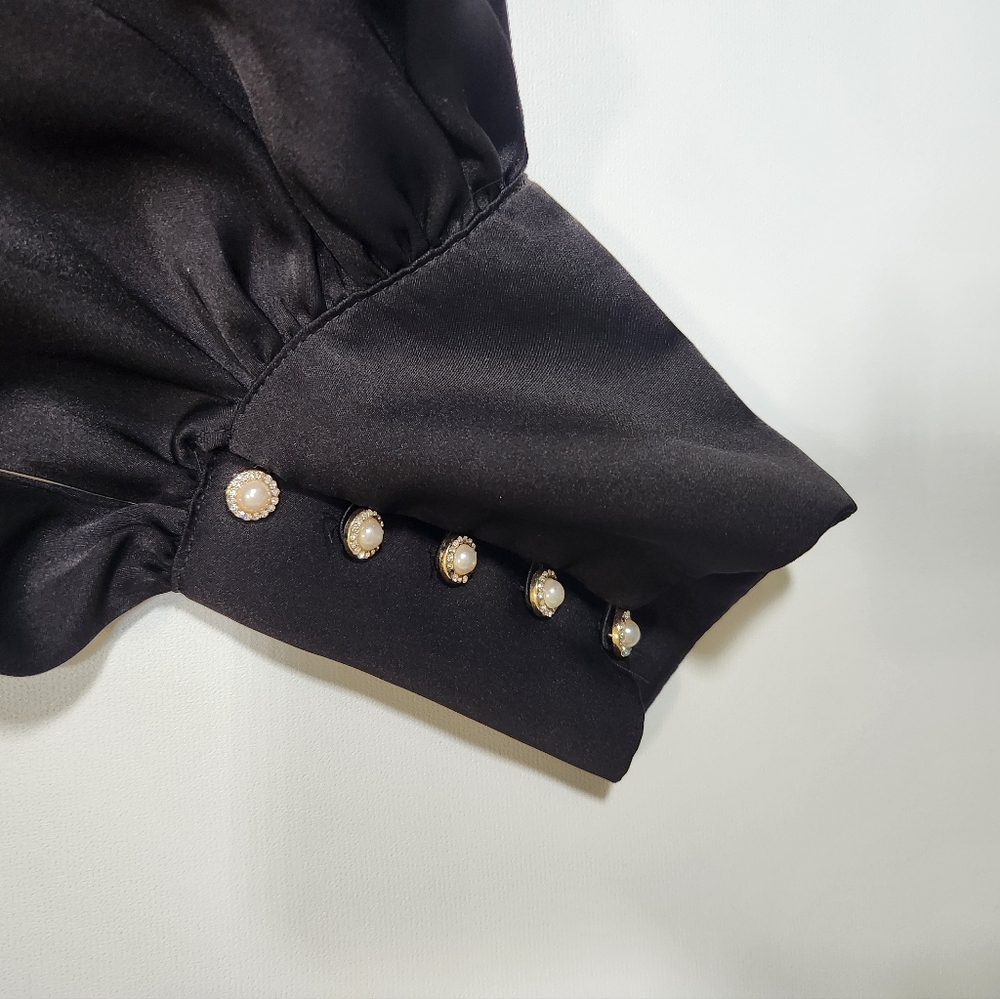 Express Black Blouse with Button Details - Picture 3 of 9